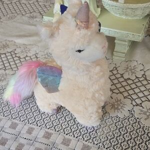 Plush Unicorn Stuffed Animal - Cream and Rainbow